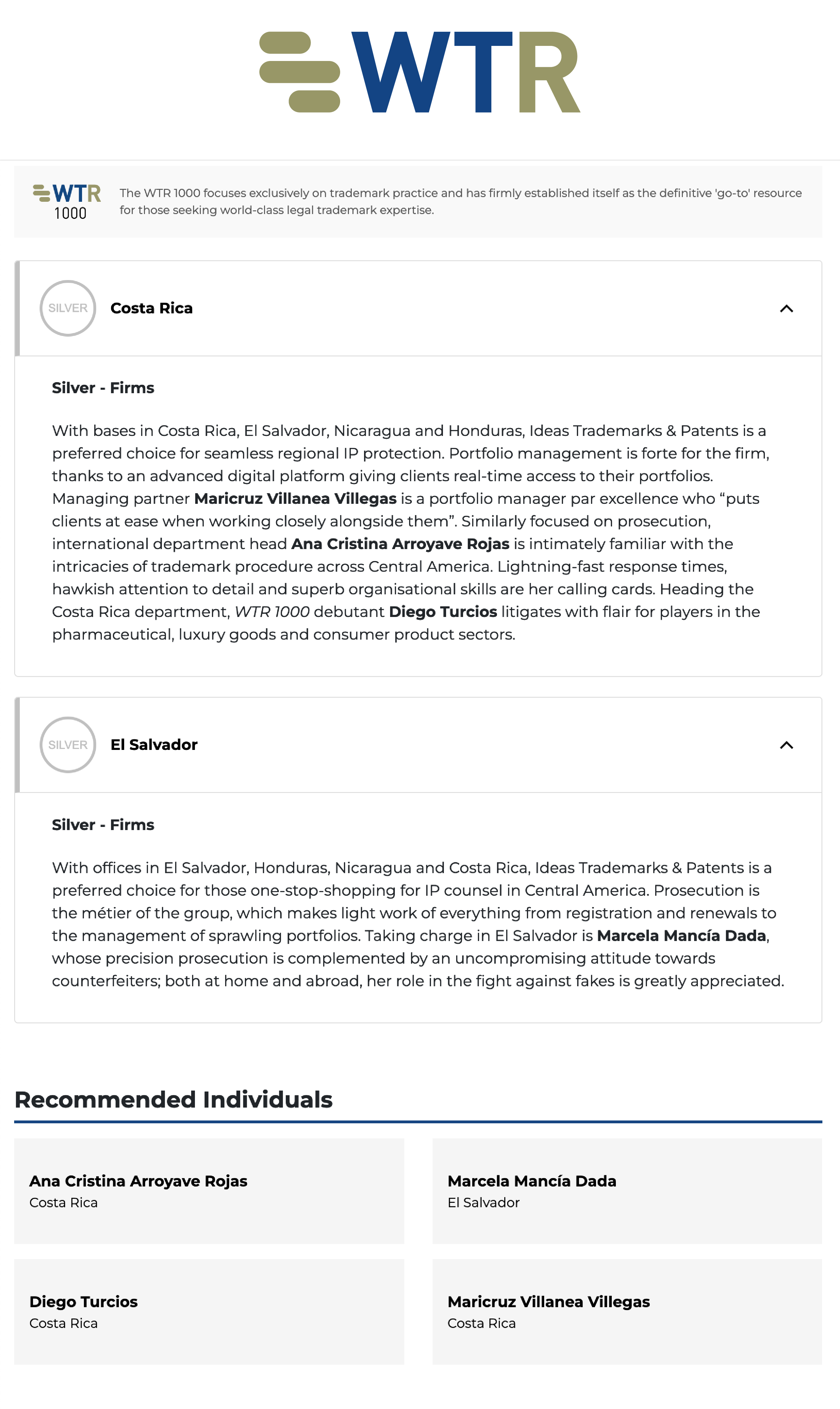 IDeas trademarks & patents, ranked by World Trademark Review 1000 for
